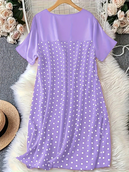 Women's Nightgown – Cotton Blend – Relaxed Fit – Polka Dot – Mid-Length