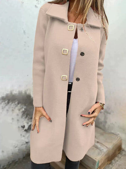 Women's Coat in Wool – Tailored Fit – Knee-Length – Single-Breasted Elegant Design