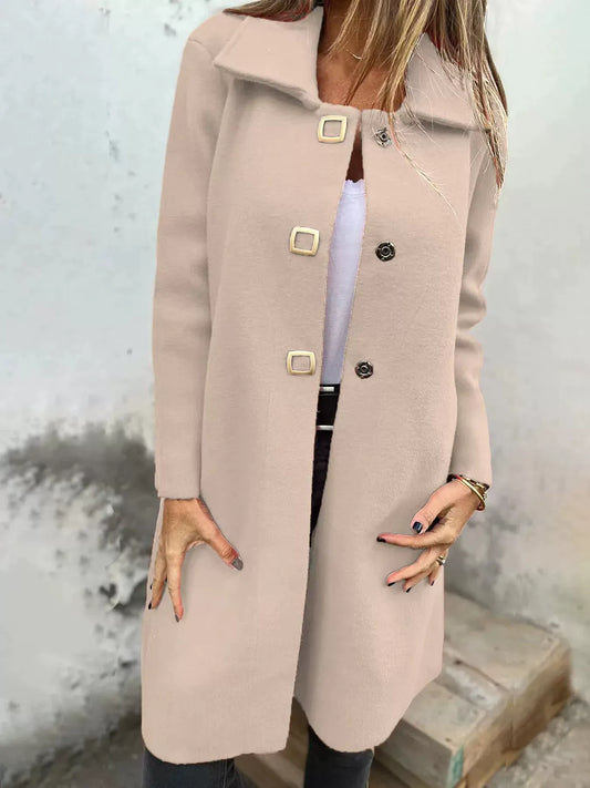Women's Coat in Wool – Tailored Fit – Knee-Length – Single-Breasted Elegant Design