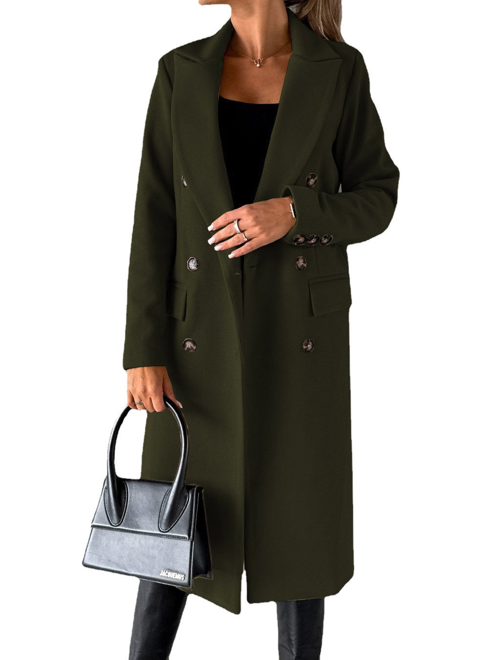 Women's Trench Coat – Tailored Fit – Wool Blend – Double-Breasted – Knee-Length