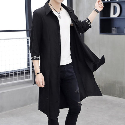Men's Trench Coat – Oversized Fit – Cotton Blend – Embroidered Cuffs