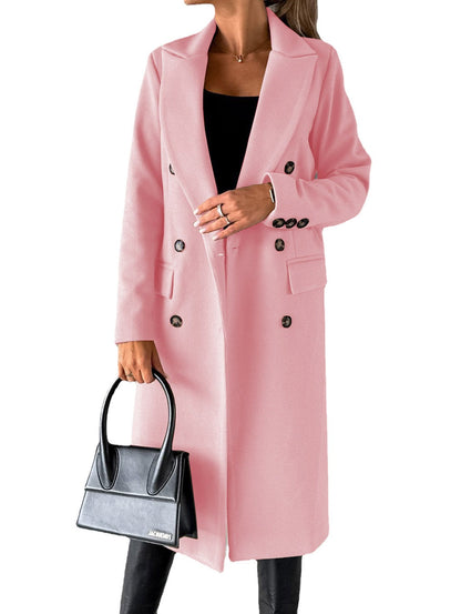 Women's Trench Coat – Tailored Fit – Wool Blend – Double-Breasted – Knee-Length