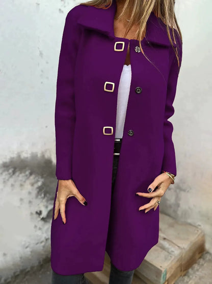 Women's Coat in Wool – Tailored Fit – Knee-Length – Single-Breasted Elegant Design