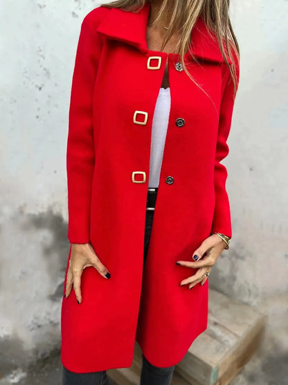 Women's Coat in Wool – Tailored Fit – Knee-Length – Single-Breasted Elegant Design
