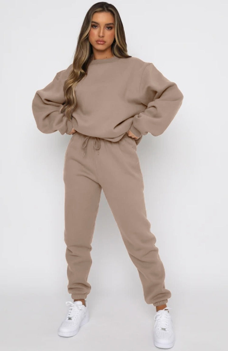 Women's Tracksuit – Relaxed Fit – Cotton Blend – Full Length – Long-Sleeved Top