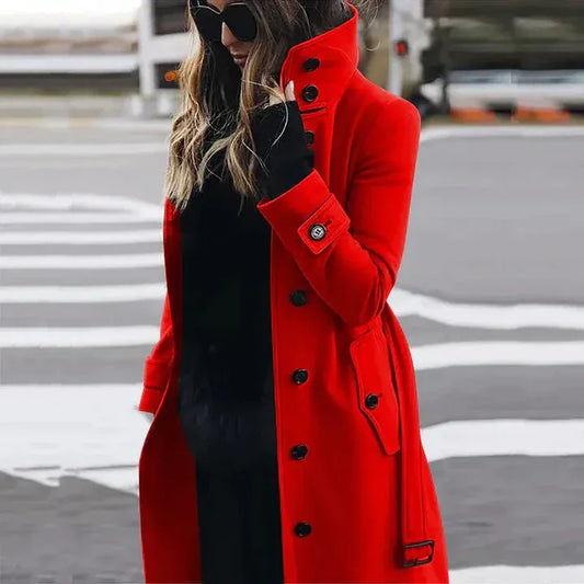 Women's Trench Coat – Tailored Fit – Wool Blend – Belt and Double Breasting