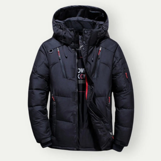 Men's Down Jacket – Water-Repellent – Regular Fit – Quilted with Hood and Zipper