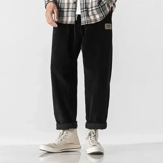 Men's Corduroy Trousers – Oversized Fit – Ribbed Texture – Relaxed Style