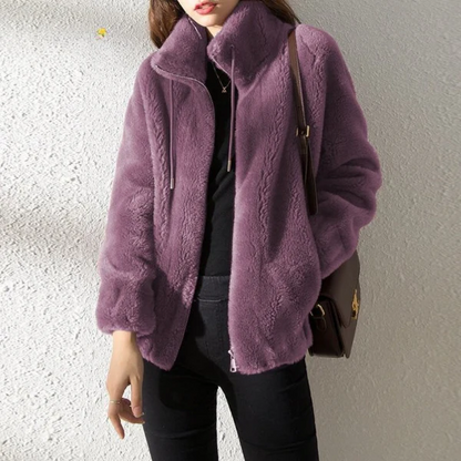 Women's Fleece Jacket – Reversible – Oversized Fit – High Collar – Zipper