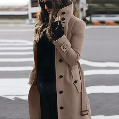 Women's Trench Coat – Tailored Fit – Wool Blend – Belt and Double Breasting