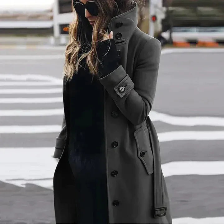 Women's Trench Coat – Tailored Fit – Wool Blend – Belt and Double Breasting