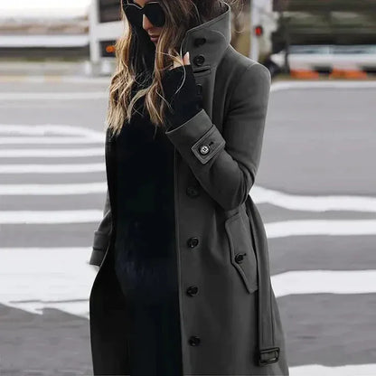 Women's Trench Coat – Tailored Fit – Wool Blend – Belt and Double Breasting