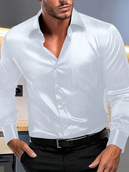 Men's Shirt with Buttons – Slim Fit – Silky Feel – Pointed Collar – Chest Pocket