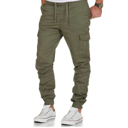 Men's Cargo Pants – Relaxed Fit – Adjustable Elastic Waist – Tapered Legs