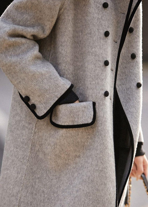 Women's Trench Coat – Wool – Tailored Fit – Double-Breasted – Patchwork Design
