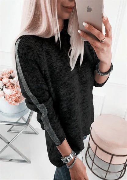 Women's Sweater – Loose Fit – Striped Design – Soft Cotton Blend – Raglan Sleeves