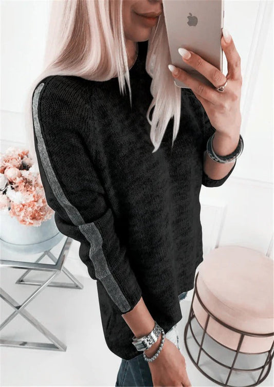 Women's Sweater – Loose Fit – Striped Design – Soft Cotton Blend – Raglan Sleeves