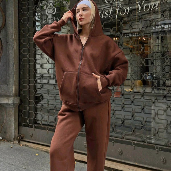 Women's Tracksuit – Oversized Fit – Soft Cotton – Hood and Drawstring – Relaxed Style