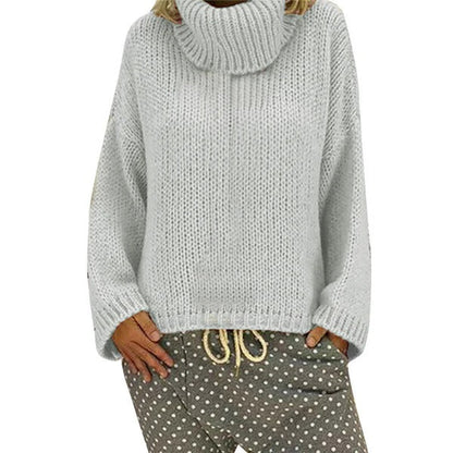 Women's Sweater – Chunky Knit – Oversized Fit – High Neck – Ribbed Finish