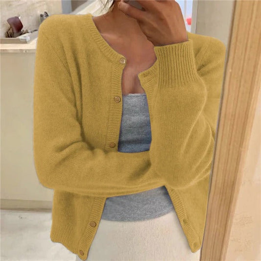 Women's Cardigan – Wool Blend – Relaxed Fit – Decorative Buttons – Ribbed Cuffs