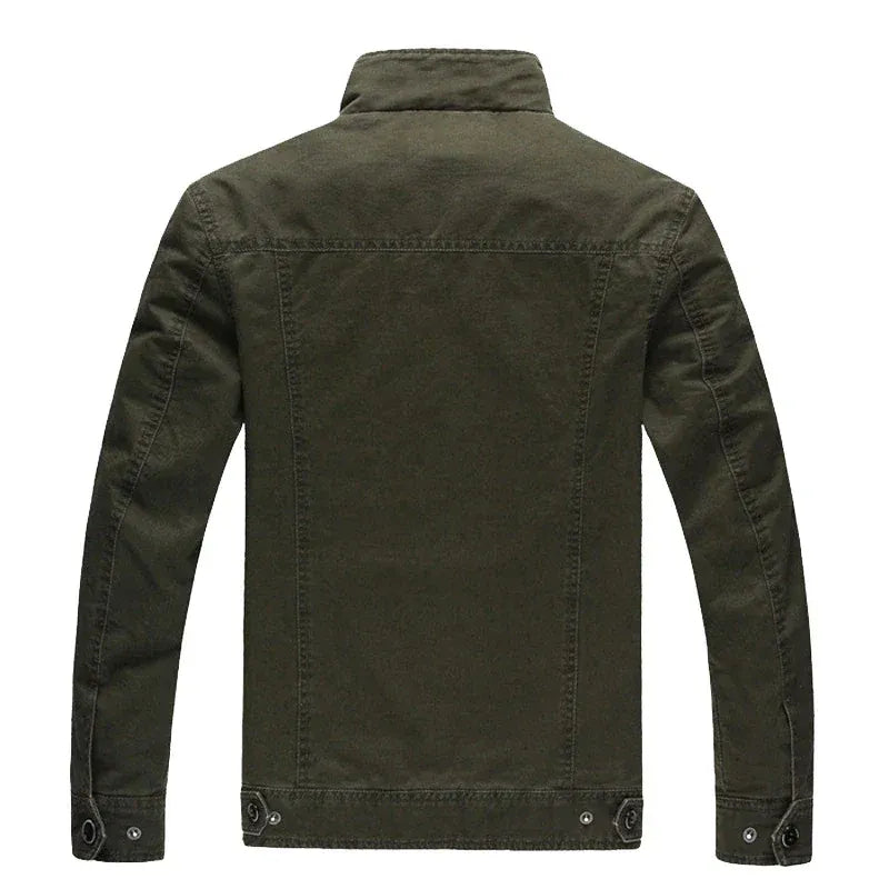 Men's Biker Jacket – Structured Fit – Zipper Closure – Epaulettes – Cotton