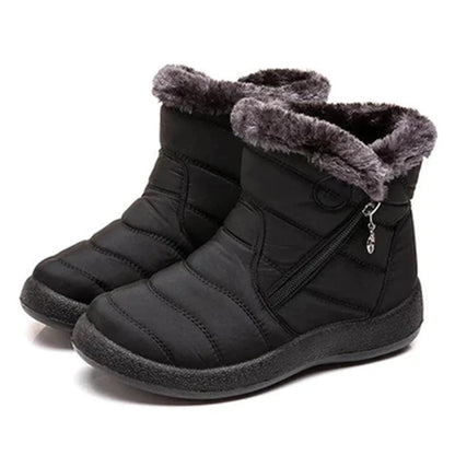 Women's Ankle Boots – Quilted Water-Repellent – Faux Fur Lining – Zipper Comfort Fit