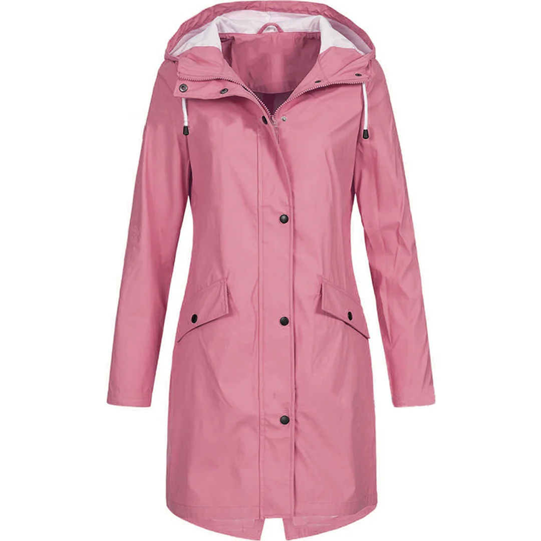 Women's Raincoat – Tailored Fit – Mid-Thigh Length – Waterproof with Hood