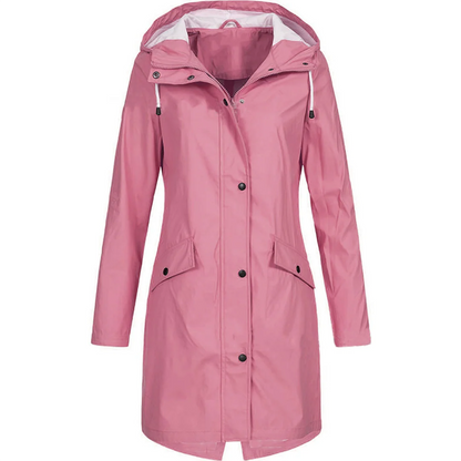 Women's Raincoat – Tailored Fit – Mid-Thigh Length – Waterproof with Hood