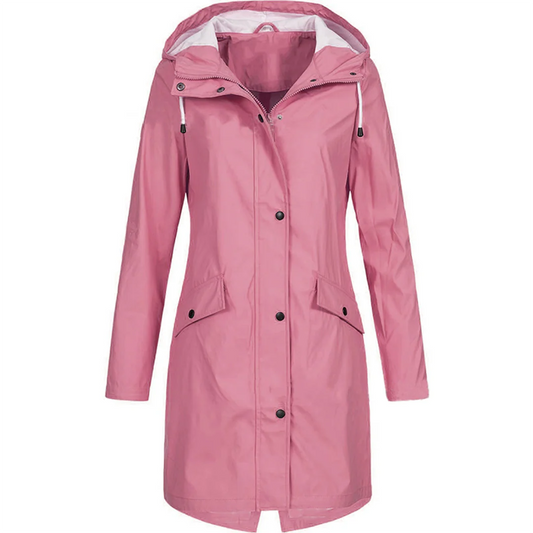 Women's Raincoat – Tailored Fit – Mid-Thigh Length – Waterproof with Hood
