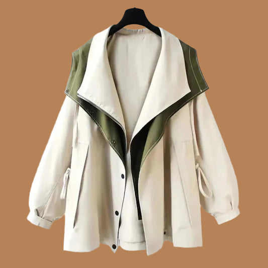 Women's Coat – Oversized Fit – Wool Blend – Statement Collar – Adjustable Cuffs