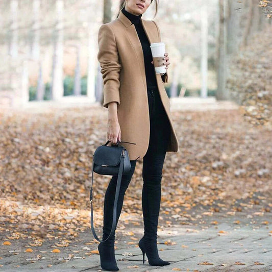 Women's Coat – Wool Blend – Tailored Fit – Knee Length – Minimalist Design