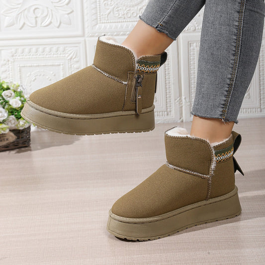 Women's Winter Boots – Robust Sole – Fur Lining – Short Shaft – Zipper – Slip-on
