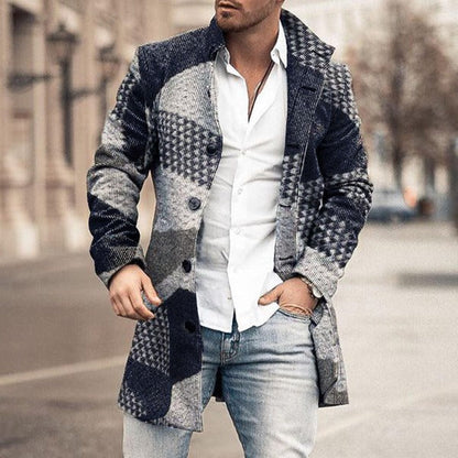 Men's Coat – Wool Blend – Tailored Fit – Classic Wide Lapel