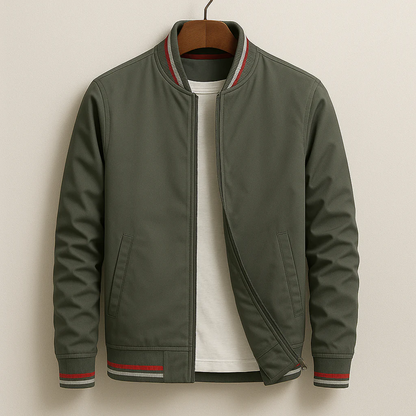 Men's Bomber Jacket – Regular Fit – Lightweight Synthetic Fabric – Zipper – Ribbed Edge