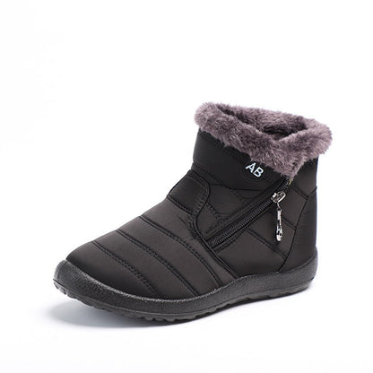 Women's Ankle Boots – Quilted Waterproof – Faux Fur Lined – Zipper – Flat Sole
