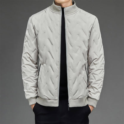 Men's Down Jacket – Quilted Fabric – Regular Fit – High Collar – Ribbed Edges