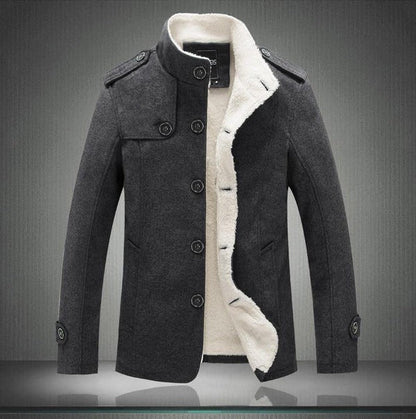 Men's Trench Coat – Wool Blend – Tailored Fit – Double-Breasted with Epaulettes