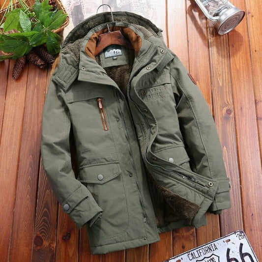 Men's Jacket – Oversized Fit – Padded Fleece Lining – Hood – Multiple Pockets