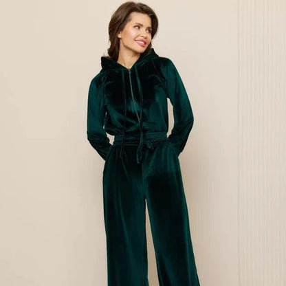 Women's Loungewear Set – Fleece – Relaxed Fit – Drawstring Hoodie – Wide Pants