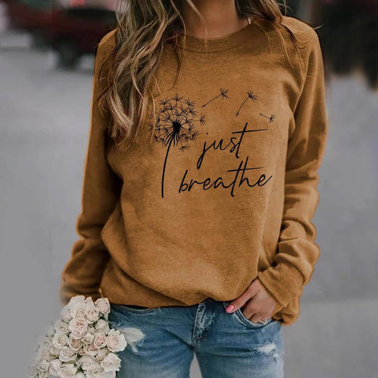 Women's Sweater – Relaxed Fit – Cotton Blend – Long-Sleeved with Print