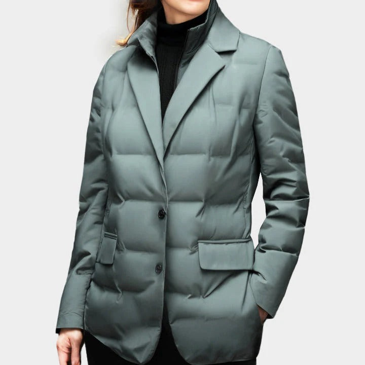 Women's Windbreaker – Quilted and Insulated – Tailored Fit – Two-Button Closure