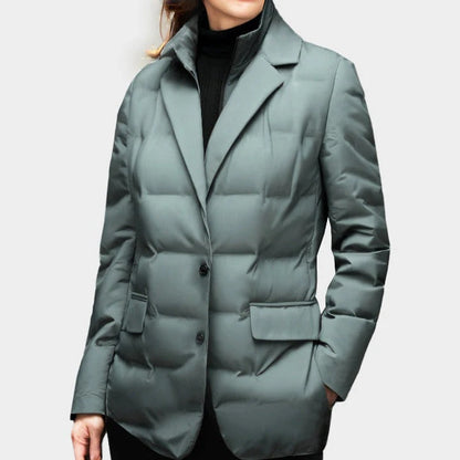 Women's Windbreaker – Quilted and Insulated – Tailored Fit – Two-Button Closure