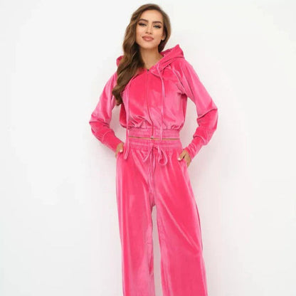 Women's Loungewear Set – Fleece – Relaxed Fit – Drawstring Hoodie – Wide Pants