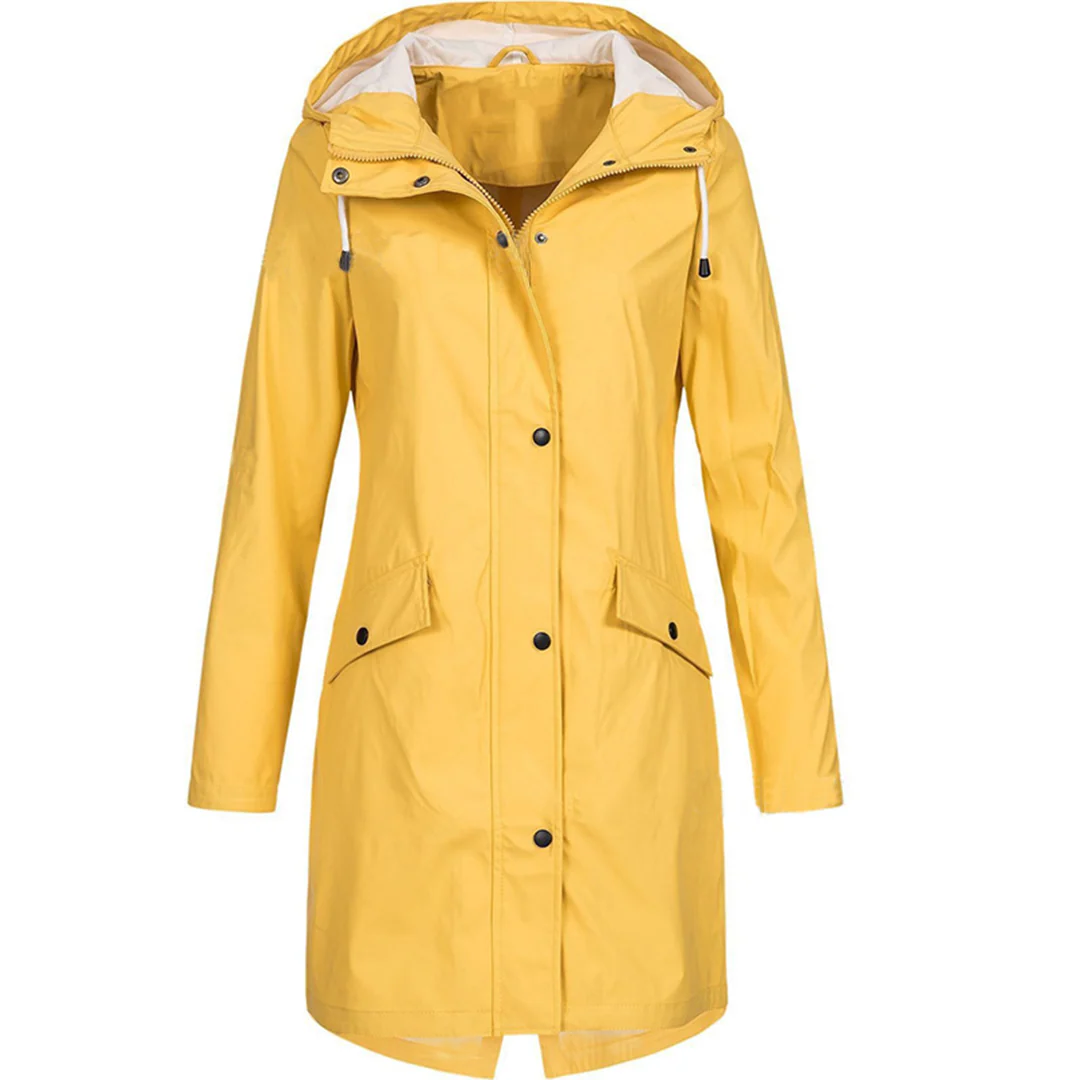 Women's Raincoat – Tailored Fit – Mid-Thigh Length – Waterproof with Hood