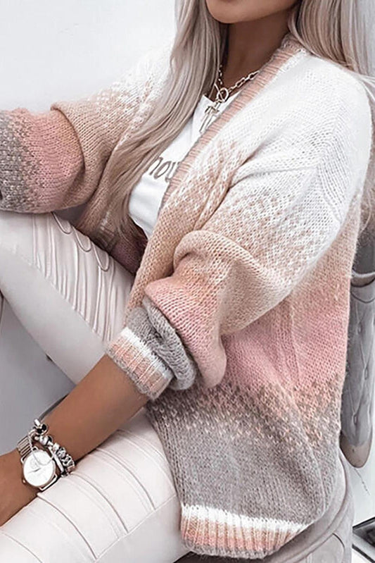 Women's Cardigan – Oversized Fit – Open Front – Wool Blend – Ribbed Edge