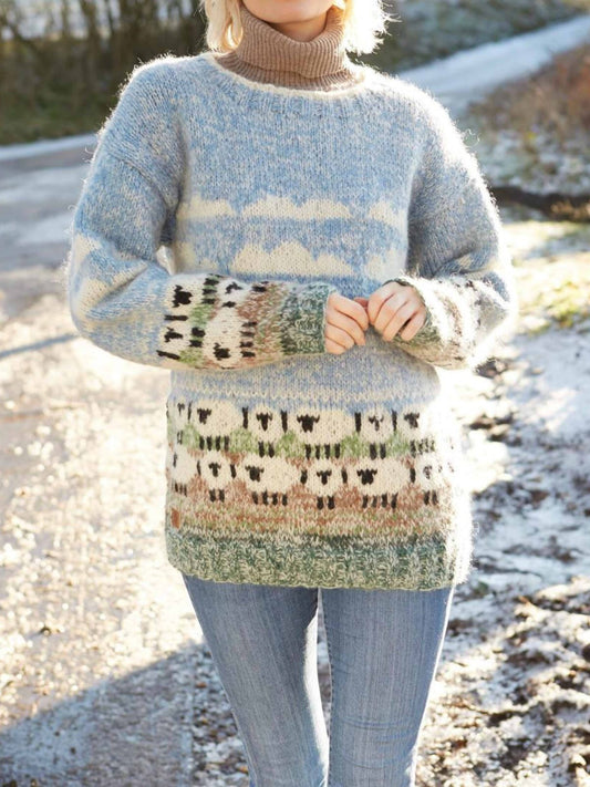 Women's Sweater – Wool Blend – Relaxed Fit – Round Neck – Natural Pattern