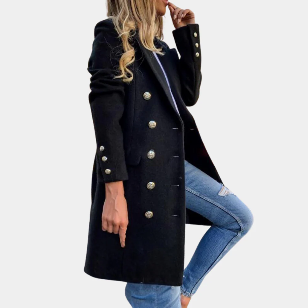 Women's Trench Coat – Tailored Fit – Wool Blend – Double-Breasted – Knee-Length