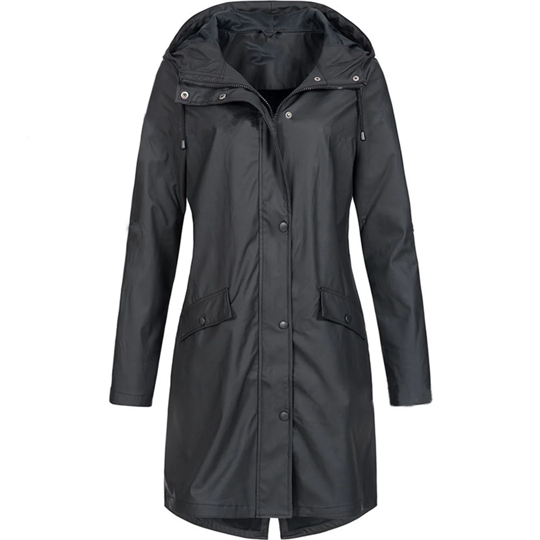 Women's Raincoat – Tailored Fit – Mid-Thigh Length – Waterproof with Hood