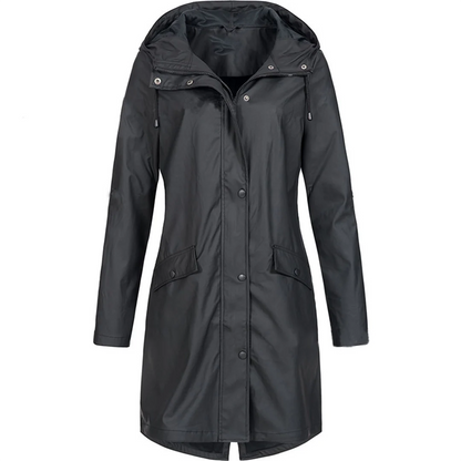 Women's Raincoat – Tailored Fit – Mid-Thigh Length – Waterproof with Hood