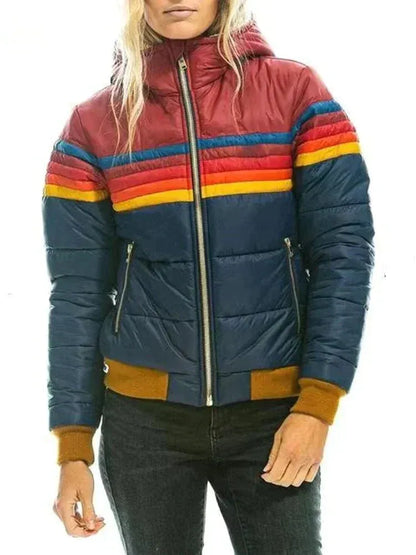 Women’s Puffer Jacket - Synthetic - Slim Fit - High-Neck Collar - Ribbed Hem